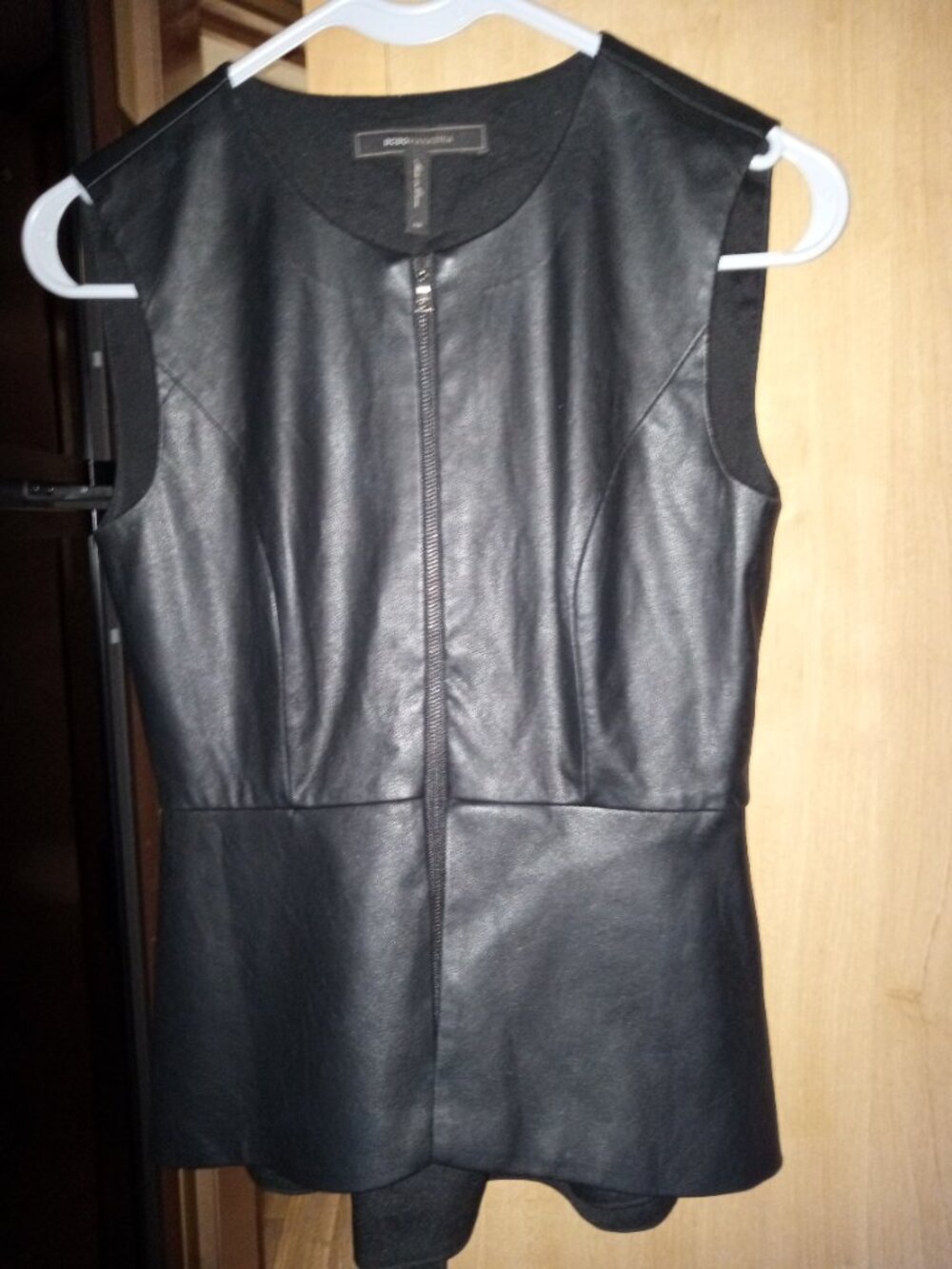 BCBG MaxAzria PEPLUM zippered vest ~ was $200 ~faux leather ~ very classy & sexy